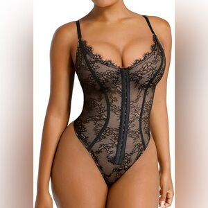 SHAPELLX Lace Bodysuit Tummy Control Shapewear Backless Body Suits5